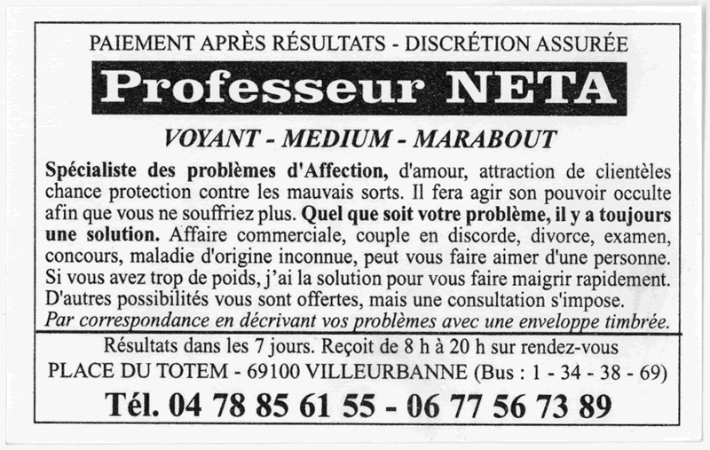 Professeur NETA, Villeurbanne