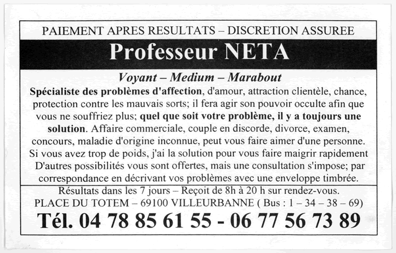 Professeur NETA, Villeurbanne