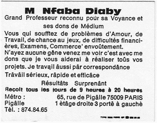 Monsieur Nfaba Diaby, Paris