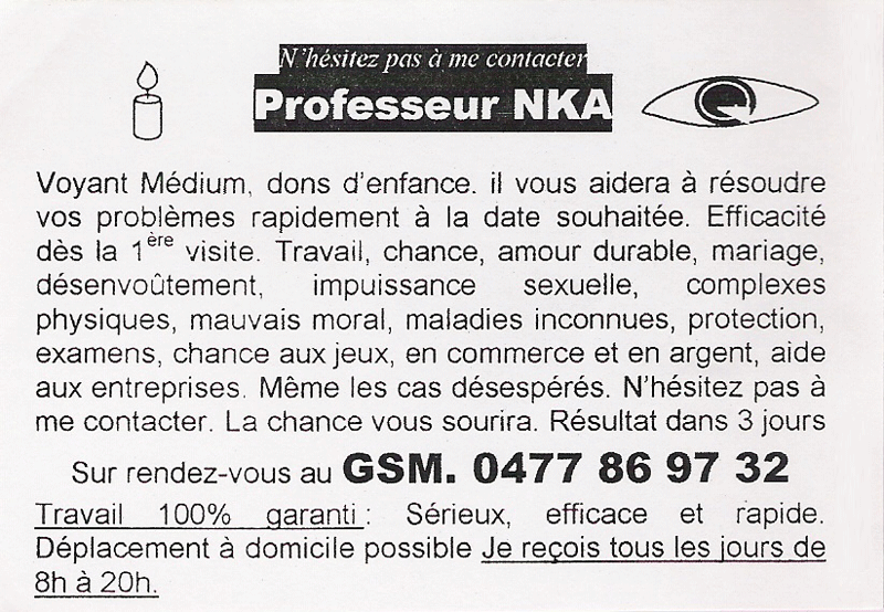 Professeur NKA, Belgique