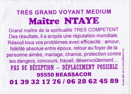 Maître NTAYE, Val d