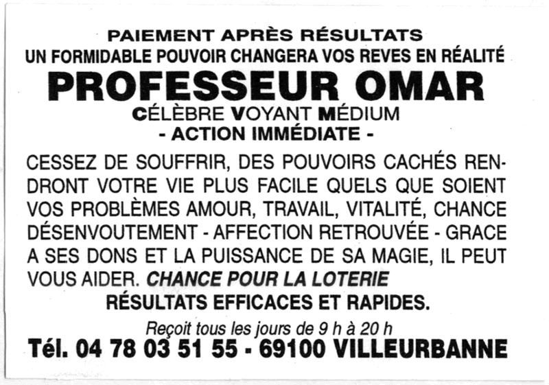 Professeur OMAR, Villeurbanne