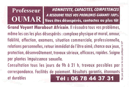 Professeur OUMAR, Hauts de Seine