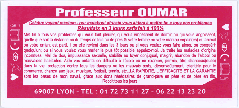 Cliquez pour voir la fiche dtaille de OUMAR