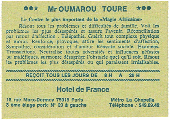 Monsieur OUMAROU TOURE, Paris