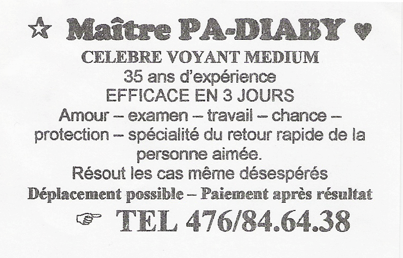 Matre PA-DIABY, Belgique