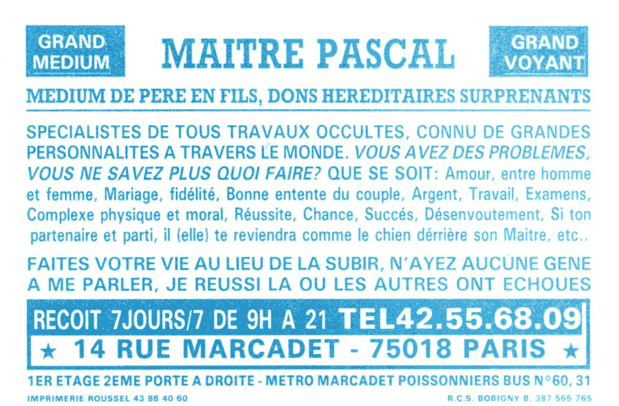 Matre PASCAL, Paris