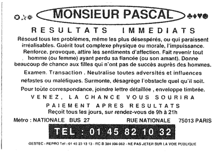 Monsieur PASCAL, Paris