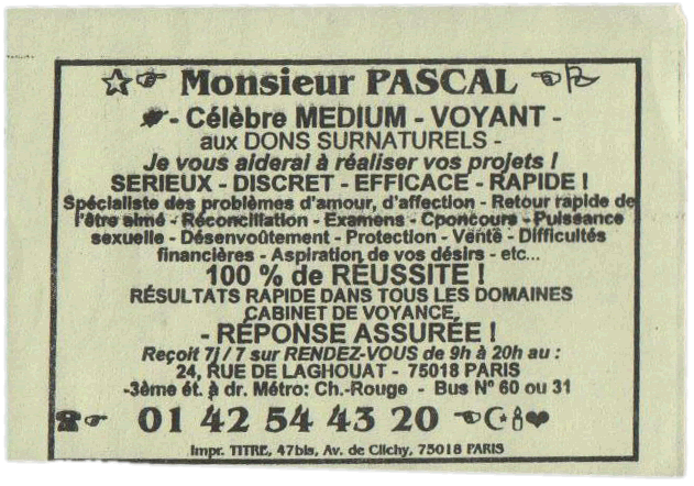 Monsieur PASCAL, Paris