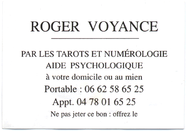 Cliquez pour voir la fiche dtaille de ROGER VOYANCE