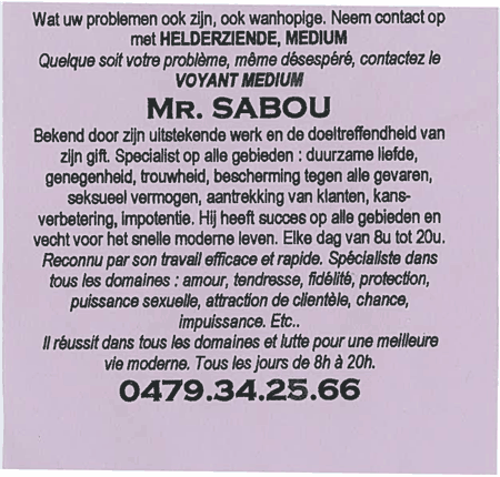 Monsieur SABOU, Belgique