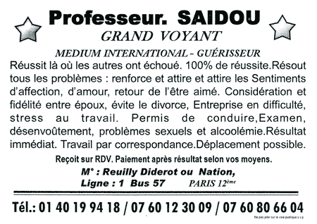 Professeur SAIDOU, Paris