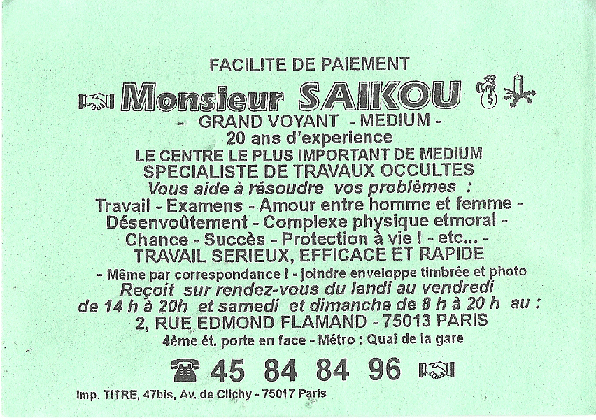 Monsieur SAIKOU, Paris