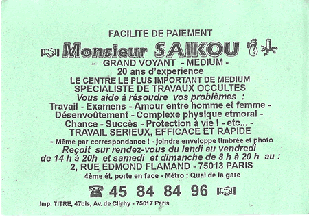 Cliquez pour voir la fiche dtaille de SAIKOU