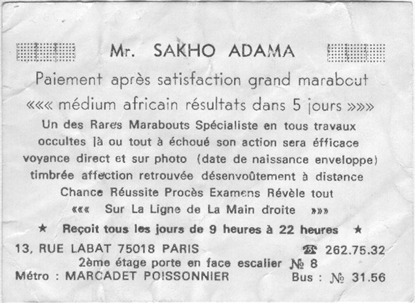 Monsieur SAKHO ADAMA, Paris