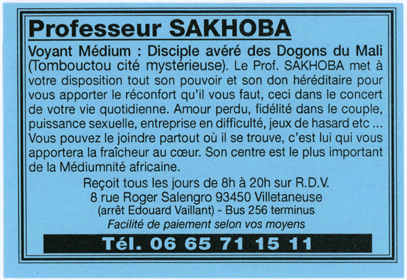 Professeur SAKHOBA, Seine St Denis