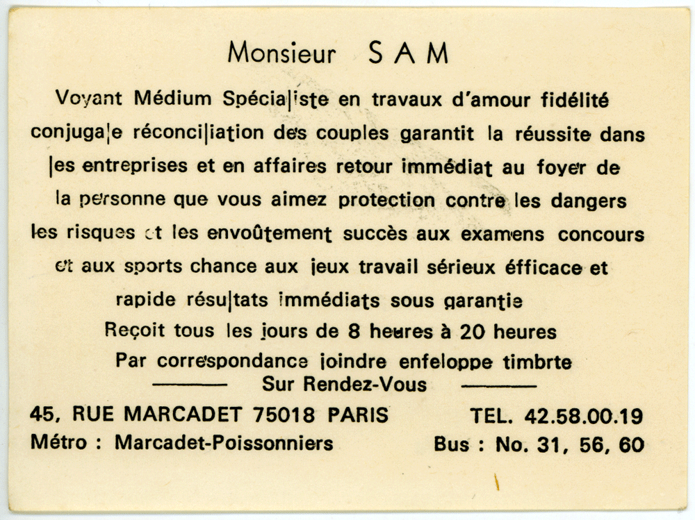 Monsieur SAM, Paris