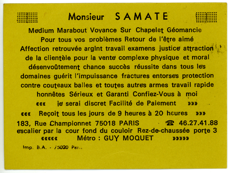 Monsieur SAMATE, Paris