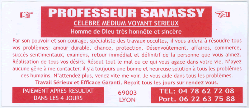 Professeur SANASSY, Lyon