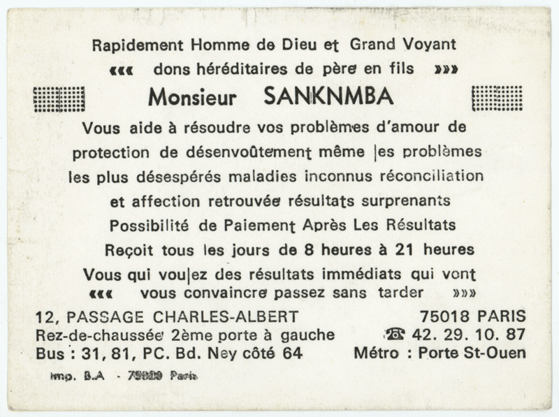 Monsieur SANKNMBA, Paris