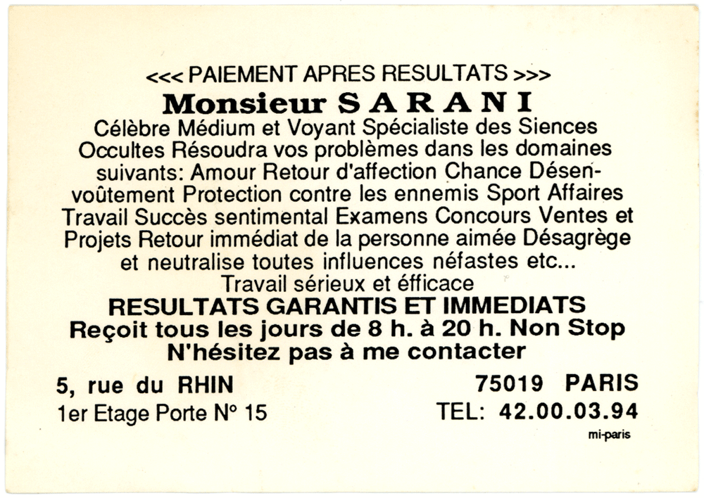 Professeur SARANI, Paris