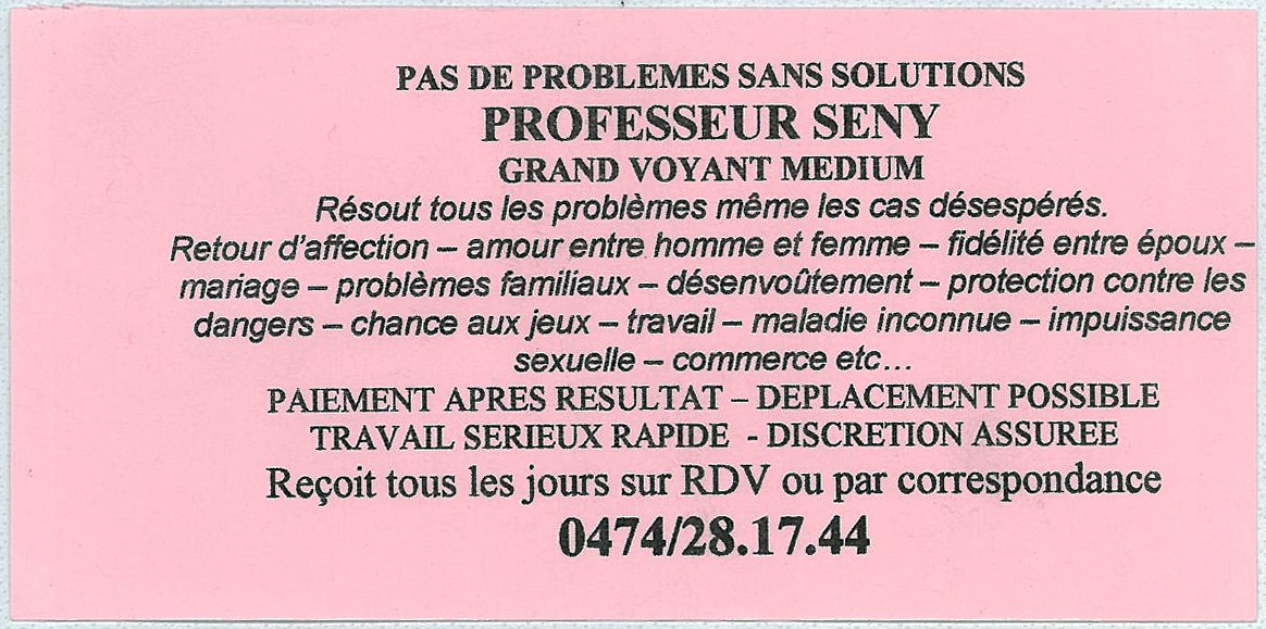 Professeur SENY, Belgique