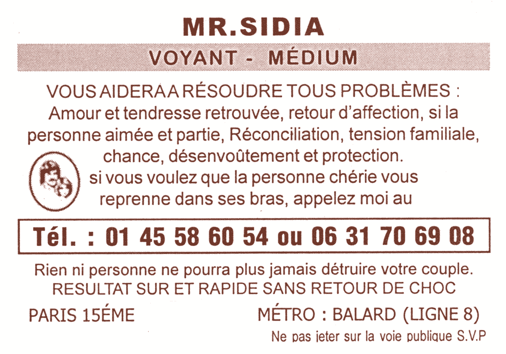 Monsieur SIDIA, Paris
