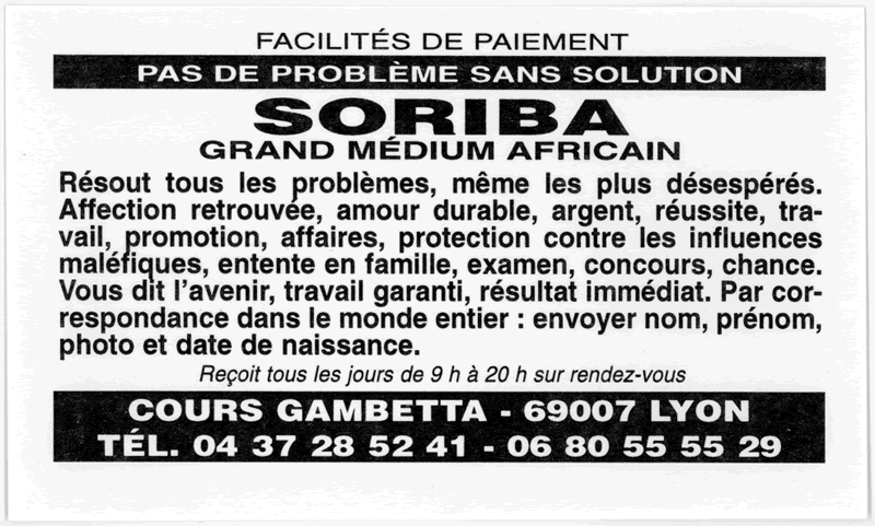 Cliquez pour voir la fiche dtaille de SORIBA