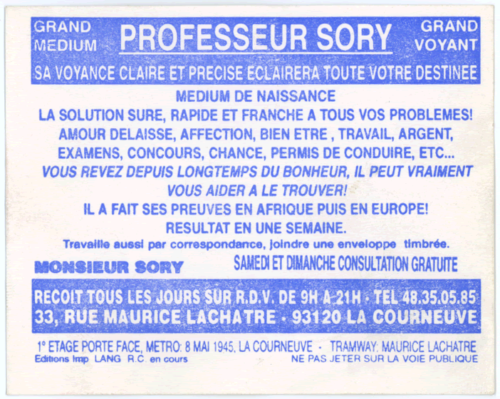 Professeur SORY, Seine St Denis