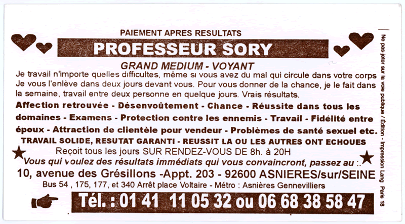 Professeur SORY, Hauts de Seine