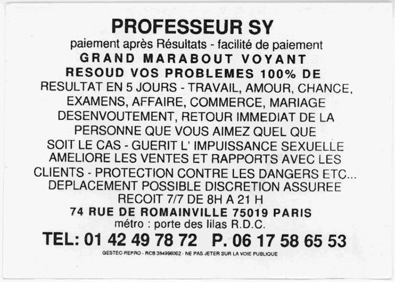 Professeur SY, Paris
