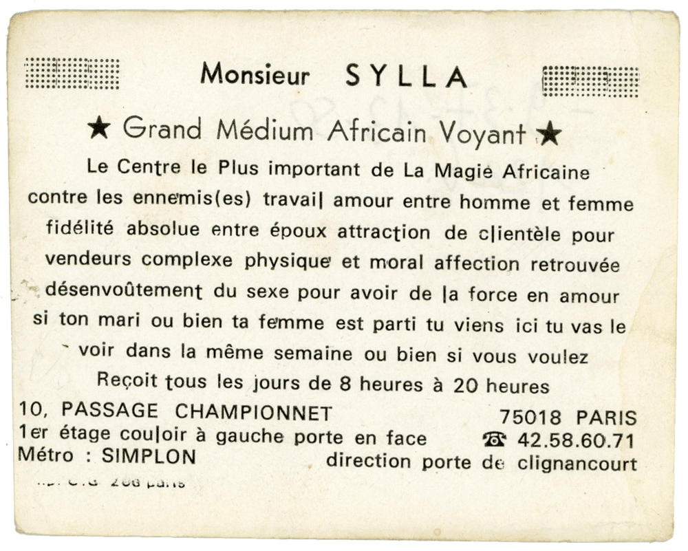 Voyant SYLLA, Paris