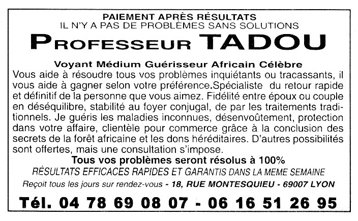 Professeur TADOU, Lyon