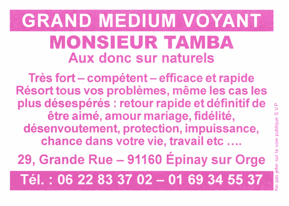 Monsieur TAMBA, Essonne