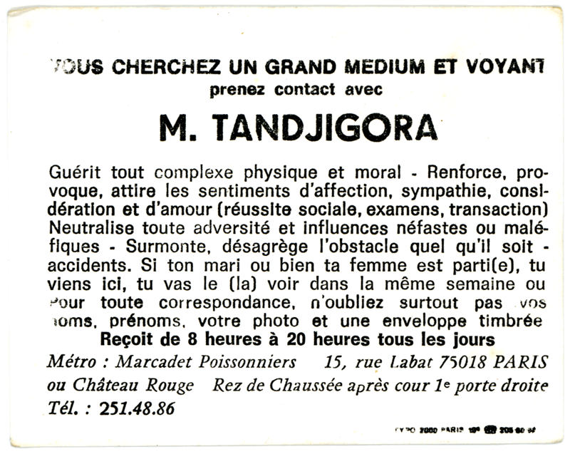 Monsieur TANDJIGORA, Paris