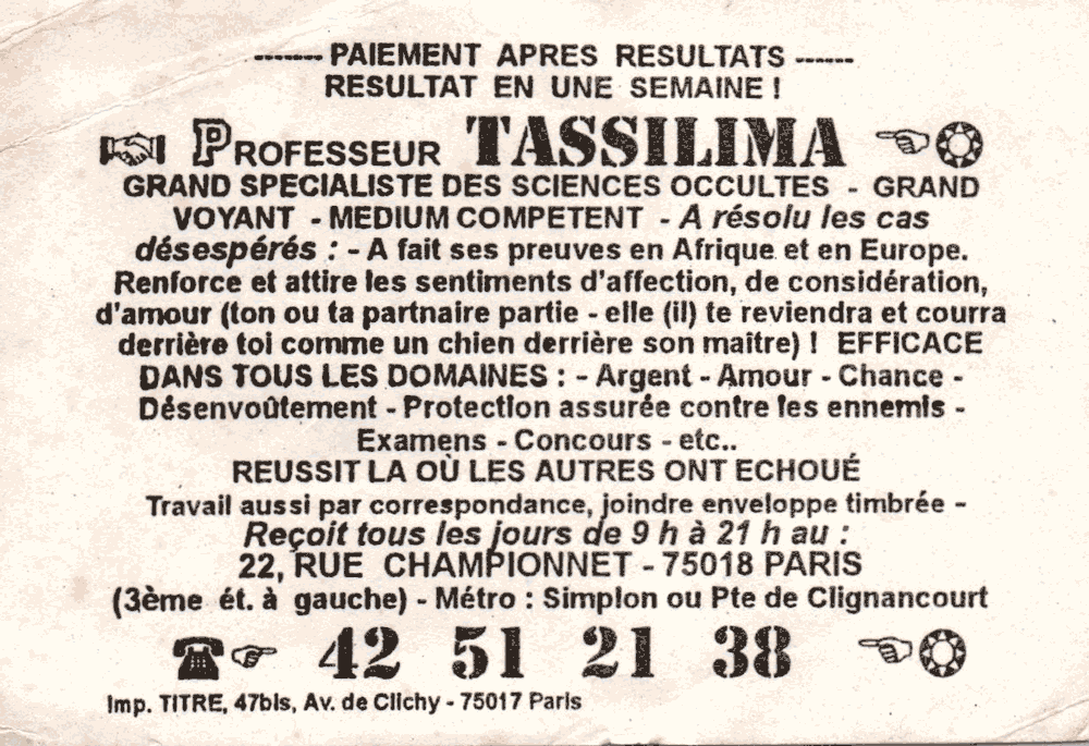 Professeur TASSILIMA, Paris