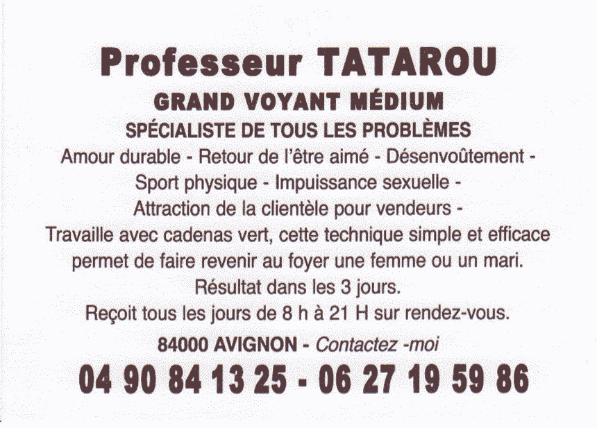 Professeur TATAROU, Avignon