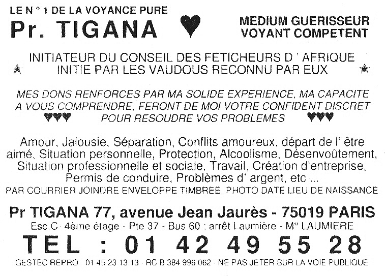Professeur TIGANA, Paris