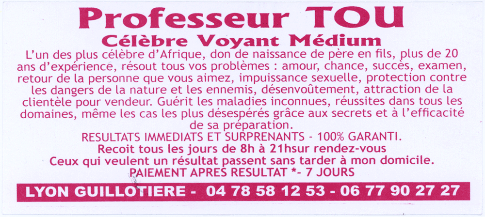 Professeur TOU, Lyon