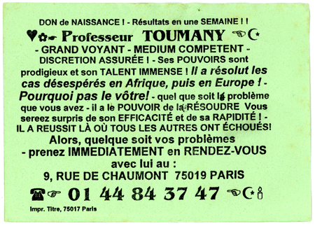 Professeur TOUMANY, Paris