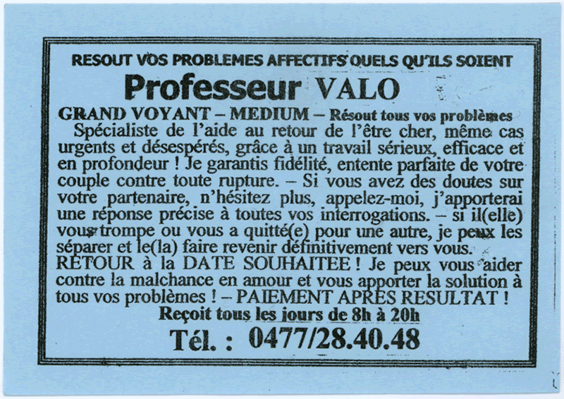Professeur VALO, Belgique