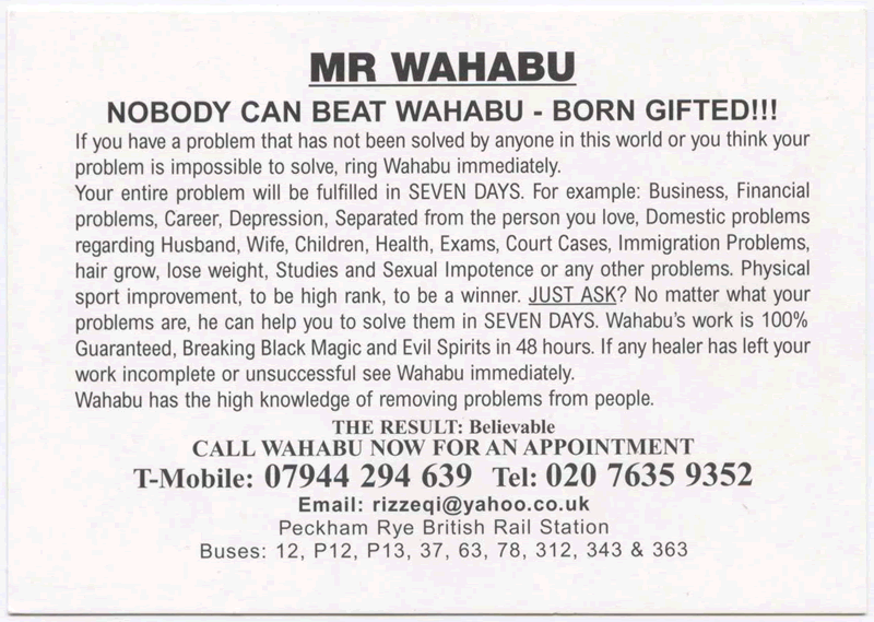 Monsieur WAHABU, Royaume Uni