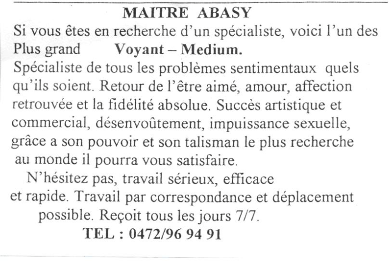 Matre ABASY, Belgique