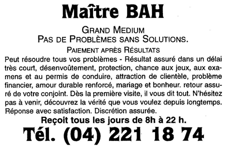 Maître BAH, Belgique