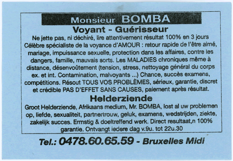 Monsieur BOMBA, Belgique