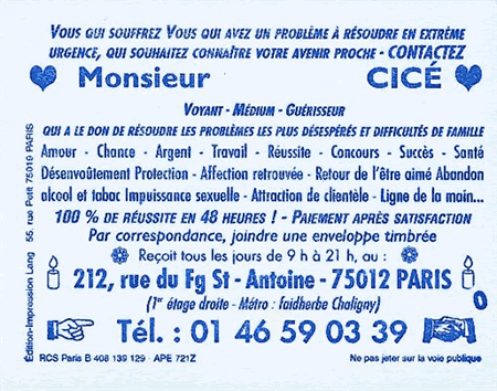 Monsieur CICÉ, Paris