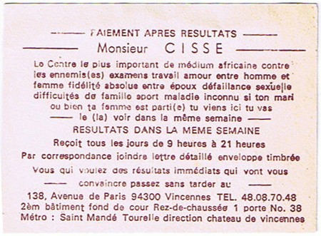 Cliquez pour voir la fiche dtaille de CISSE