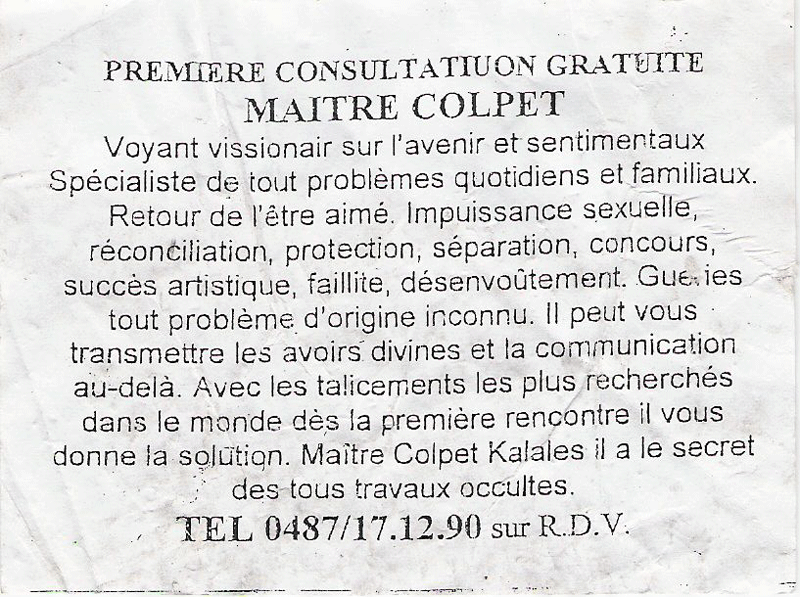 Maître COLPET, Belgique