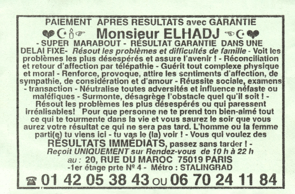 Monsieur ELHADJ, Paris