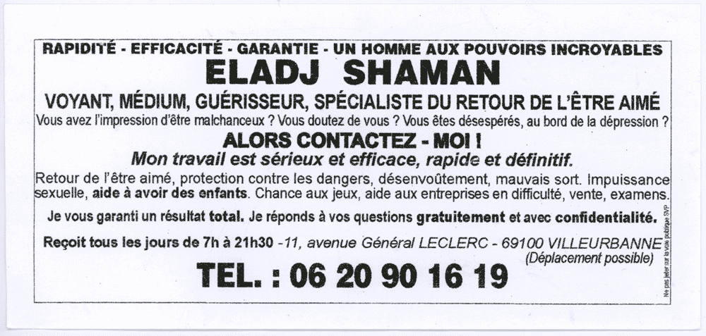 Cliquez pour voir la fiche dtaille de ELHADJ SHAMAN